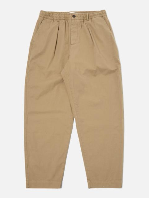 Universal Works Pleated Track Pant Sand Organic Utility Cotton Ultra-fine cotton loose straight