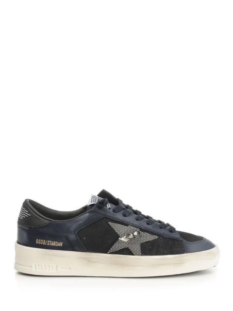 Golden Goose Stardan Suede Leather And Mesh Upper Leather Toe Tongue Heel And Star Sneakers Blue