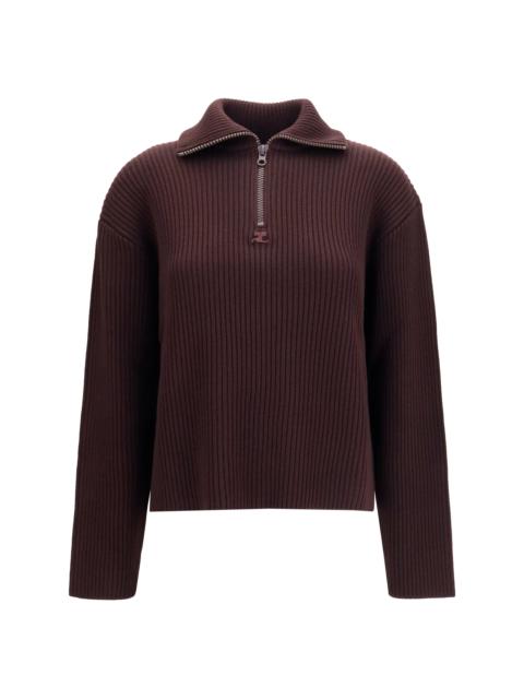 courrèges Courrèges Ribbed Zip Sweater Burnt Red