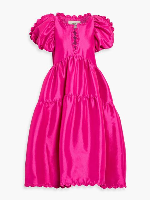 KIKA VARGAS Leana tiered silk-blend taffeta midi dress