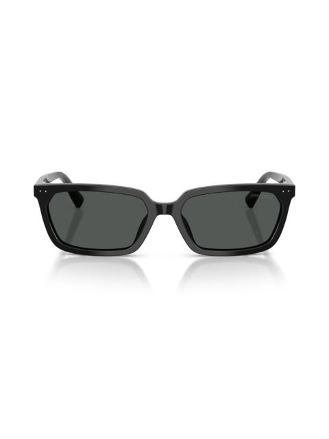 JIMMY CHOO Jimmy Choo 55mm Rectangular Sunglasses in Black /Dark Grey at Nordstrom