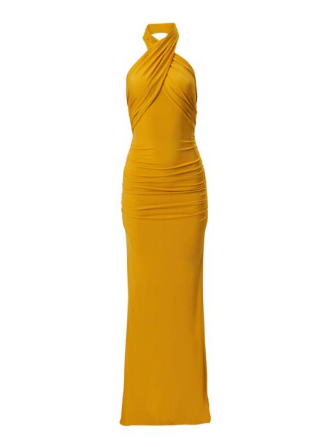 CAROLINA HERRERA Criss-Cross Matte Jersey Gown yellow