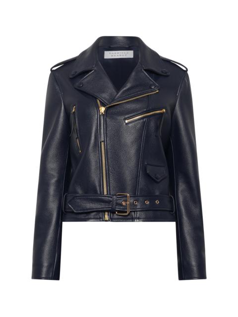 GABRIELA HEARST Anton Biker Jacket in Dark Navy Textured Leather