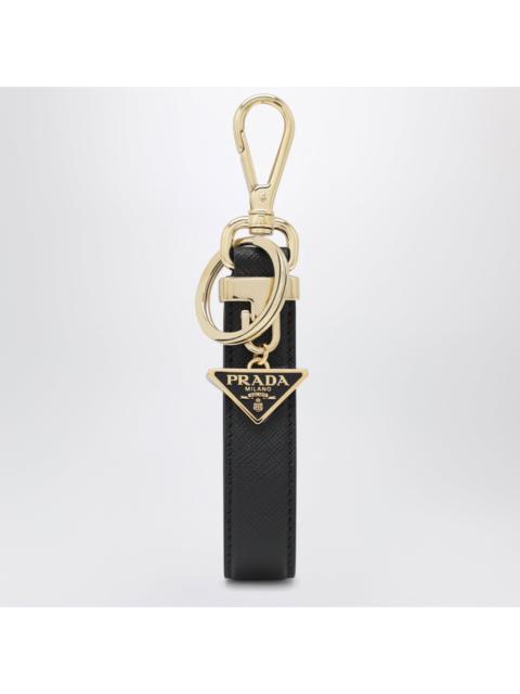 Prada Prada Black Saffiano Leather Keyring With Triangle Logo Women