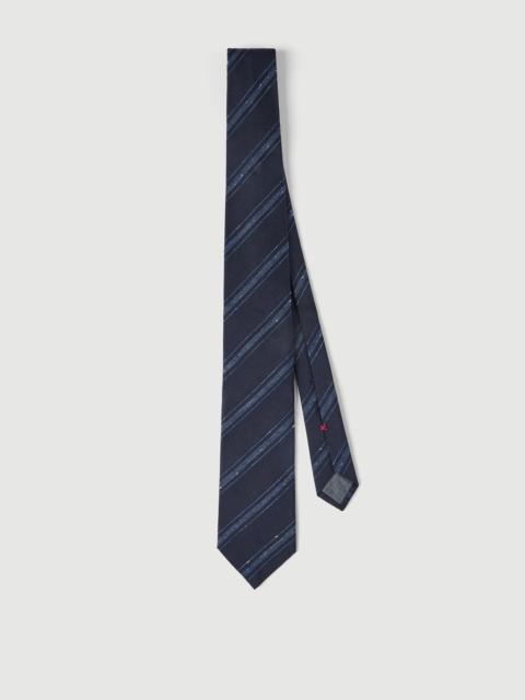 Brunello Cucinelli Slubbed stripes silk and cotton tie