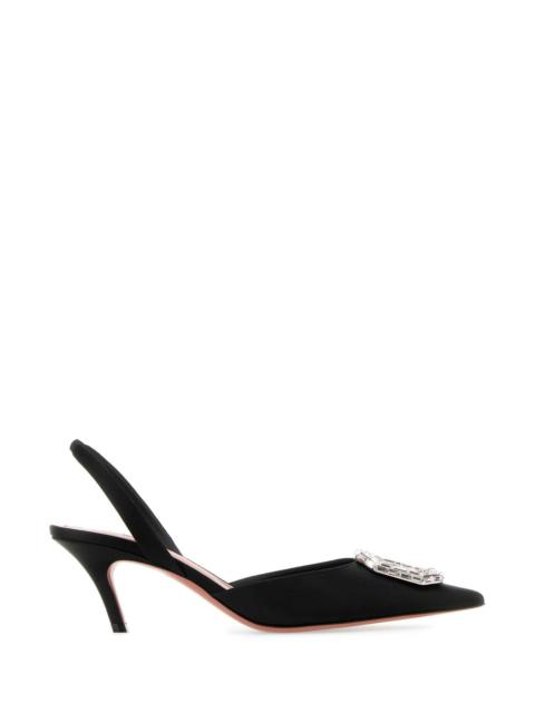 Amina Muaddi Women Black Satin Camelia 60 Pumps