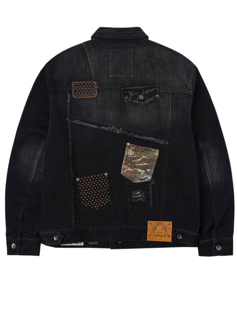 EVISU Multi-Pocket Relax Fit Washed Denim Jacket