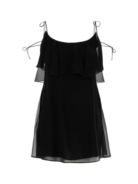 SAINT LAURENT Black Silk Mini Dress