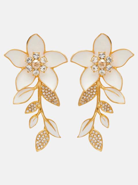 Oscar de la Renta Jasmine Vine embellished enamel earrings