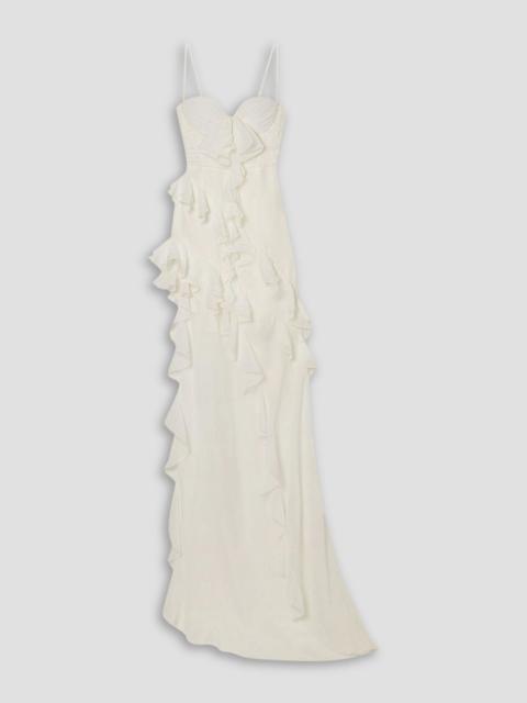 Alessandra Rich Asymmetric ruffled silk-georgette gown