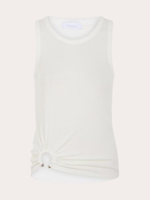 rabanne Gathered Ribbed Stretch-Cotton Jersey Top