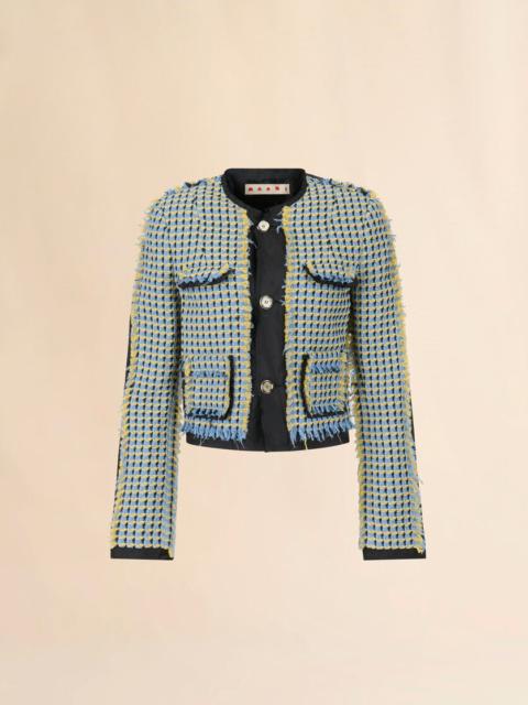 Marni BLUE COTTON TWEED-EFFECT BABY JACKET