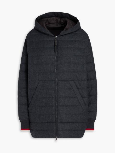 Brunello Cucinelli Bead-embellished quilted wool-felt hooded jacket