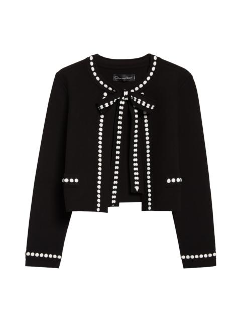 Oscar de la Renta Oscar de la Renta Bubble Trim Cardigan in Black/White at Nordstrom