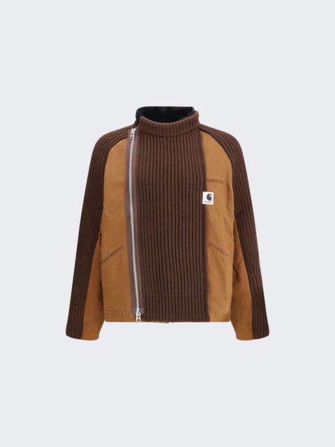 sacai X Carhartt Wip Duck X Wool Knit Blouson Dark Beige
