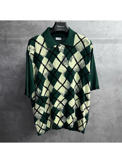 Burberry Burberry Green Color-block Diamond-Pattern Knitted Polo