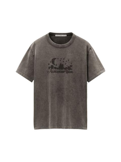 skyline-print cotton T-shirt