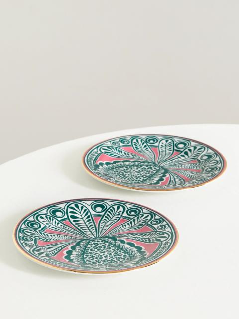 La DoubleJ Set Of Two Gold-plated Porcelain Dessert Plates