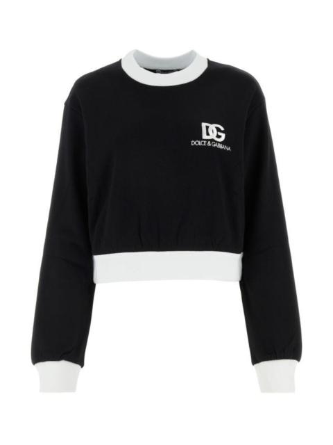 Dolce & Gabbana Woman Black Cotton Blend Sweatshirt