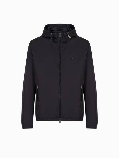EMPORIO ARMANI Hooded, water-repellent nylon blouson with logo patch