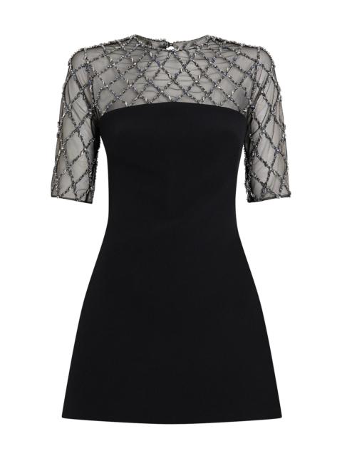 Safiyaa Antwar Embroidered Crepe Mini Dress black