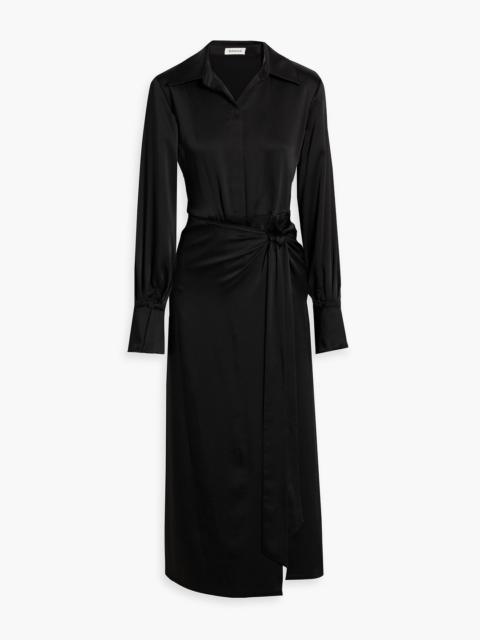 SIMKHAI Samba wrap-effect satin-crepe midi shirt dress