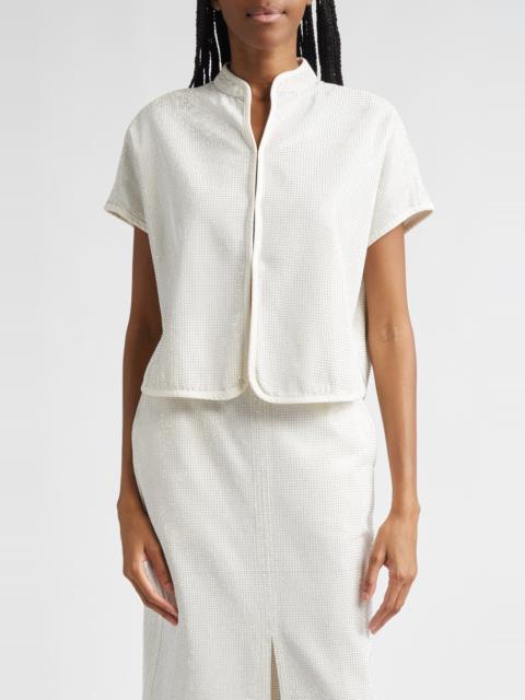 EMPORIO ARMANI Emporio Armani Rhinestone Top in Off White at Nordstrom