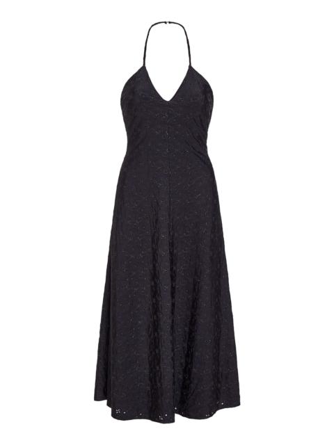 markarian Sylvette Eyelet Jersey Midi Halter Dress black