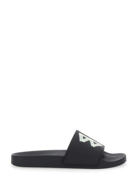 BALENCIAGA Balenciaga Men Black Sandals With Maxi Contrasting Logo In Tech Fabric Man
