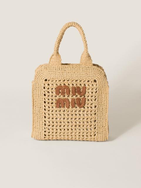 Raffia-effect woven tote bag