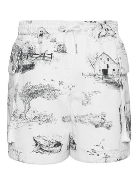 Thom Browne Scenic Toile Cotton Canvas Cargo Rugby Shorts Men