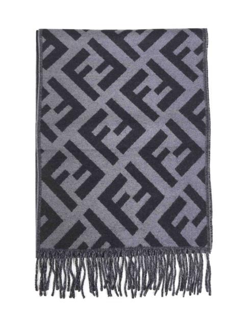 FENDI Fendi Silk Men Grey And Black Ff Cashmere Scarf