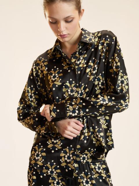 CYNTHIA ROWLEY Gold Filagree Silk Shirt