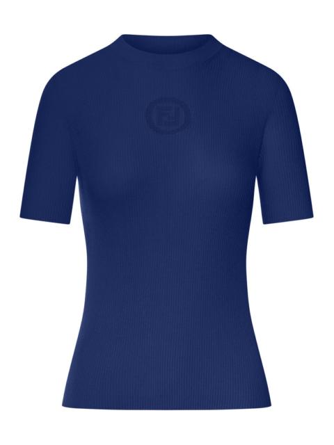 FENDI Fendi Women Blue Cotton Sweater With Front Logo
