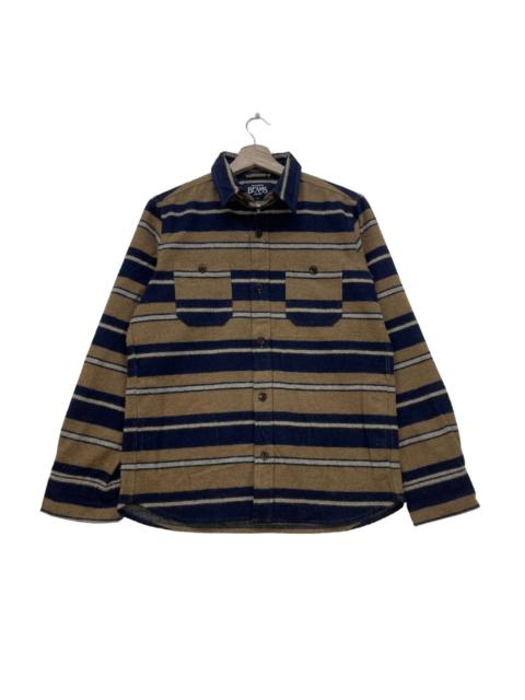 BEAMS PLUS Japanese Brand Beams Stripe Long Sleeve Polo Shirt