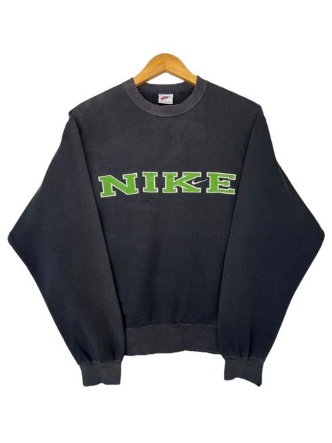 Nike Vintage 90s Nike Spellout Mini Swoosh Faded Black Sweatshirt