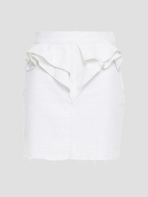 Other Designers Napola ruffled metallic denim mini skirt