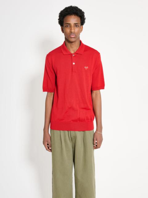 Comme Des Garçons COMME DES GARÇONS PLAY POLO NECK SHORT SLEEVE SHIRT RED