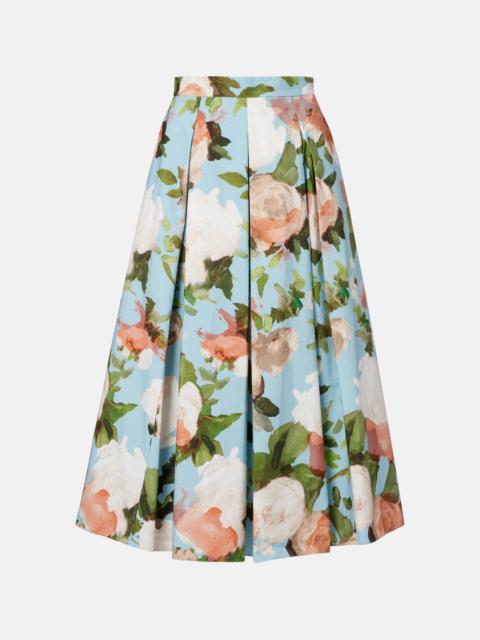 Erdem Floral pleated cotton midi skirt