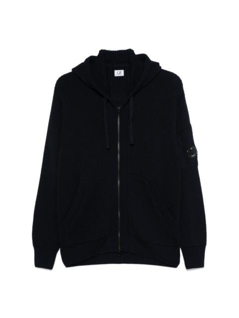 hooded zip-up cardigan