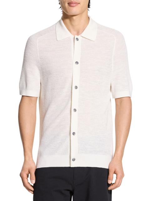 Theory Theory Pacific Line Short Sleeve Linen & Cotton Blend Cardigan in White at Nordstrom