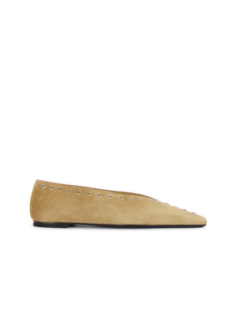 Suede Lace Up Ballerina Flat