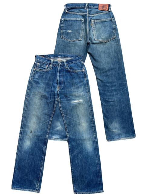 Vintage 45Rpm Selvedge Faded Distressed Denim Jeans 29x29