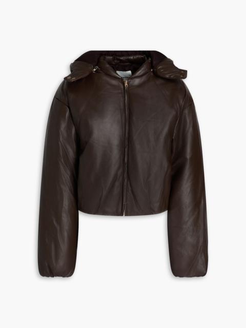 Sandro Leather hooded jacket