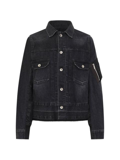 sacai Sacai Women Denim And Nylon Blouson Jacket