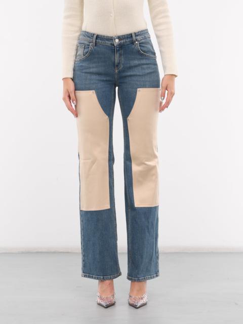 Blumarine Satin Paneled Denim Jeans