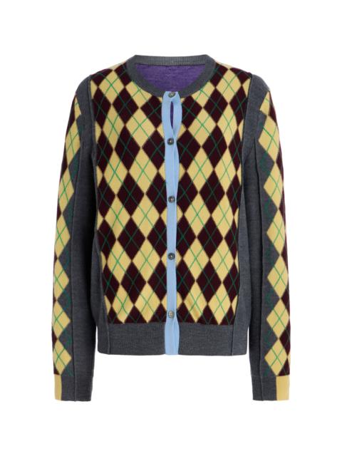 ZANKOV William Argyle Merino Wool Cardigan print