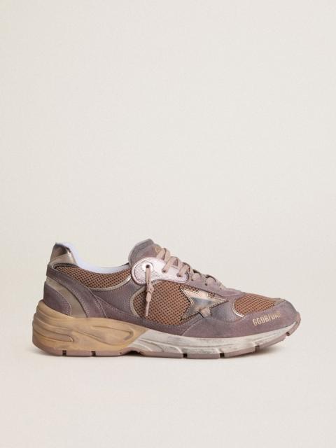 Golden Goose Men's Dad-Star in lilac suede and mesh with laminated leather star and heel tab