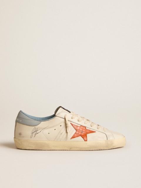 Golden Goose Super-Star with crocodile-print star and silver-blue heel tab