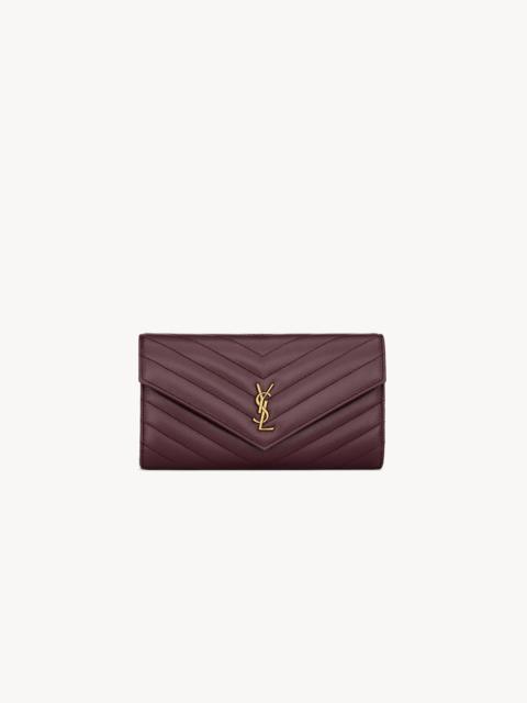 SAINT LAURENT CASSANDRE LARGE FLAP WALLET IN GRAIN DE POUDRE LEATHER